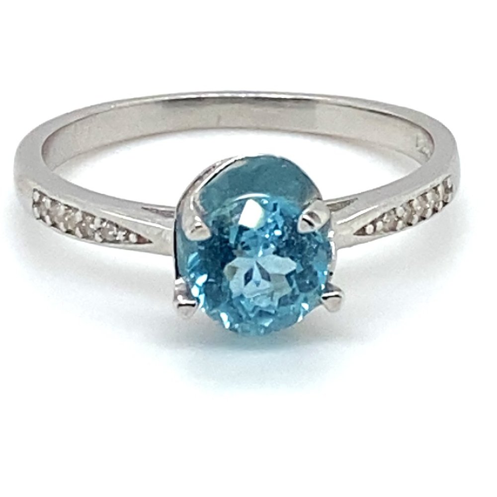 Paraiba Blue Apatite .96ct Platinum Finish Solid 925 Sterling Silver Ring